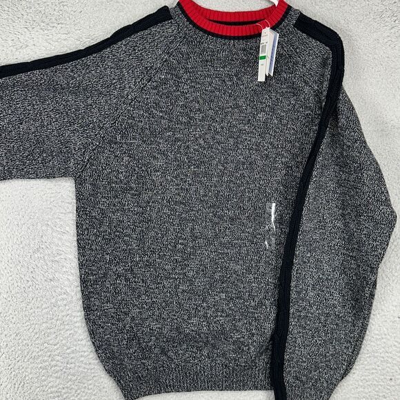Alex Cannon Crew Neck Sweater Adult Large Grey Black Red Knit Pullover Mens NEW
